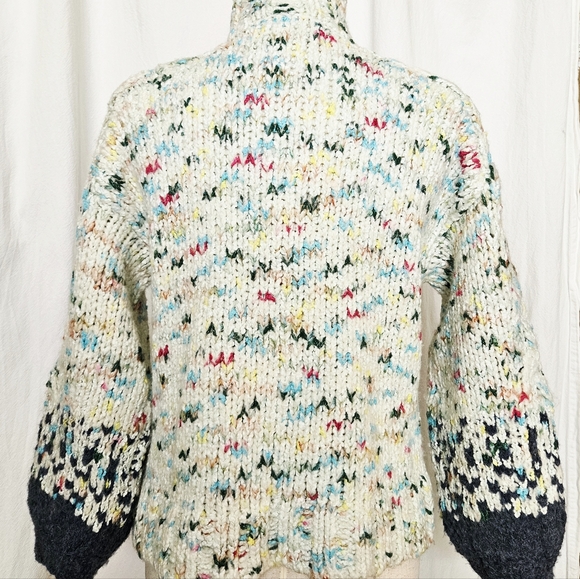 Anthropologie Gaia Sweater XXS COZY Blue Chunky Knit Confetti NWT Mock Neck - Picture 5 of 11